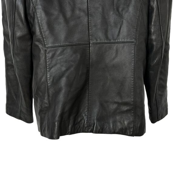 Vintage Leather Jacket Tibor Leathers Black Coat Women's Petite Size Large - Picture 9 of 11
